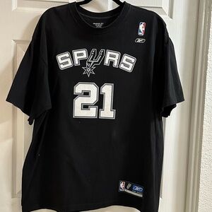 Reebok Black Cotton T-Shirt - San Antonio Spurs- Tim Duncan #21